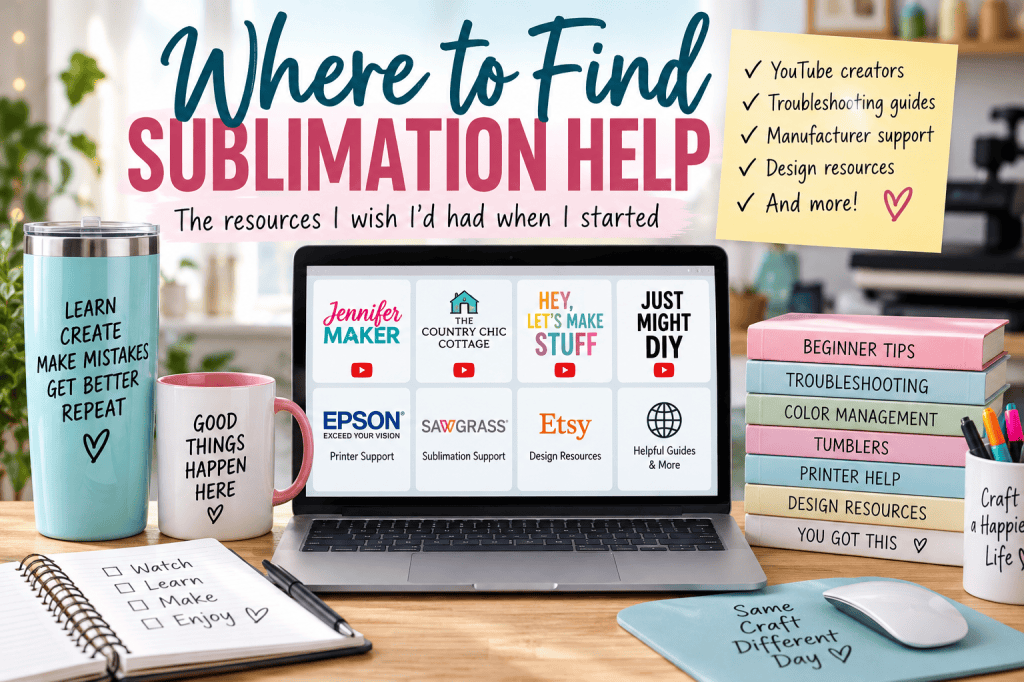 Sublimation help and resources for beginners including YouTube creators, troubleshooting guides, printer support, color management and design resources.
